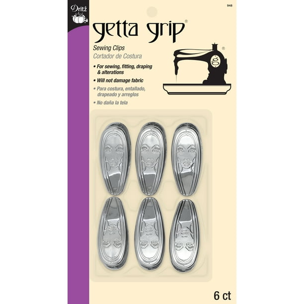 Dritz Getta Grip Sewing Clips, Silver, 6 pc