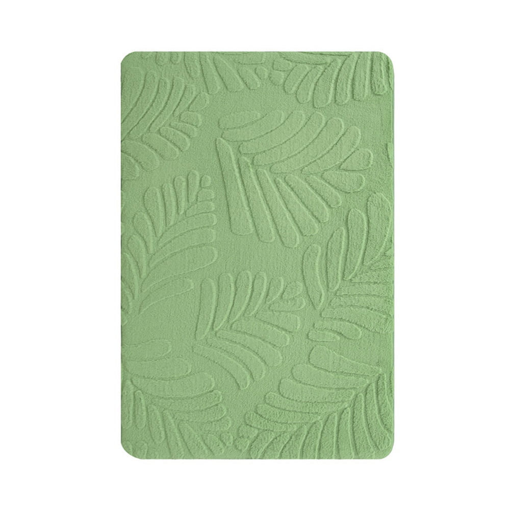 FUDAKUNA Soft Modern Memory Foam Bathroom Rugs Absorbent Non-Slip Backing 20" x 32" Green Leaf Pattern Decorative Bath Mats