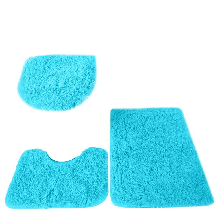 Purjkpu Soft 3 Piece Bathroom Rug Set Includes Bath Rug, Contour Mat and Toilet Lid Cover, Machine Washable, Super Soft Microfiber & Non Slip Bath Rugs with