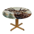 thumbnail image 3 of Orinice Deer Antlers Cross Stitch Round Table Cover Stain Resistant Washable Indoor Outdoor Tablecloth Kitchen Dining Wedding Parties Waterproof Fabric 100% Polyester 38-42, 3 of 8