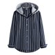 thumbnail image 1 of Camisas Negras Para Hombre Camisa superior informal para hombre, camisa con estampado de rayas geométricas, camisa de manga larga con capucha de un solo pecho, camisas holgadas de (Navy, XXL), 1 of 6