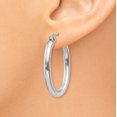 thumbnail image 3 of 14k White Gold 2mm Oval Tube Hoop Earrings, 3 of 8