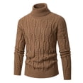 thumbnail image 2 of FYDUU Men's Classic Sweaters Mens Turtleneck Sweaters Long Sleeve Thick Knitted Pullover Solid Color Sweater Warm Knit Sweater Fall Tops, 2 of 3