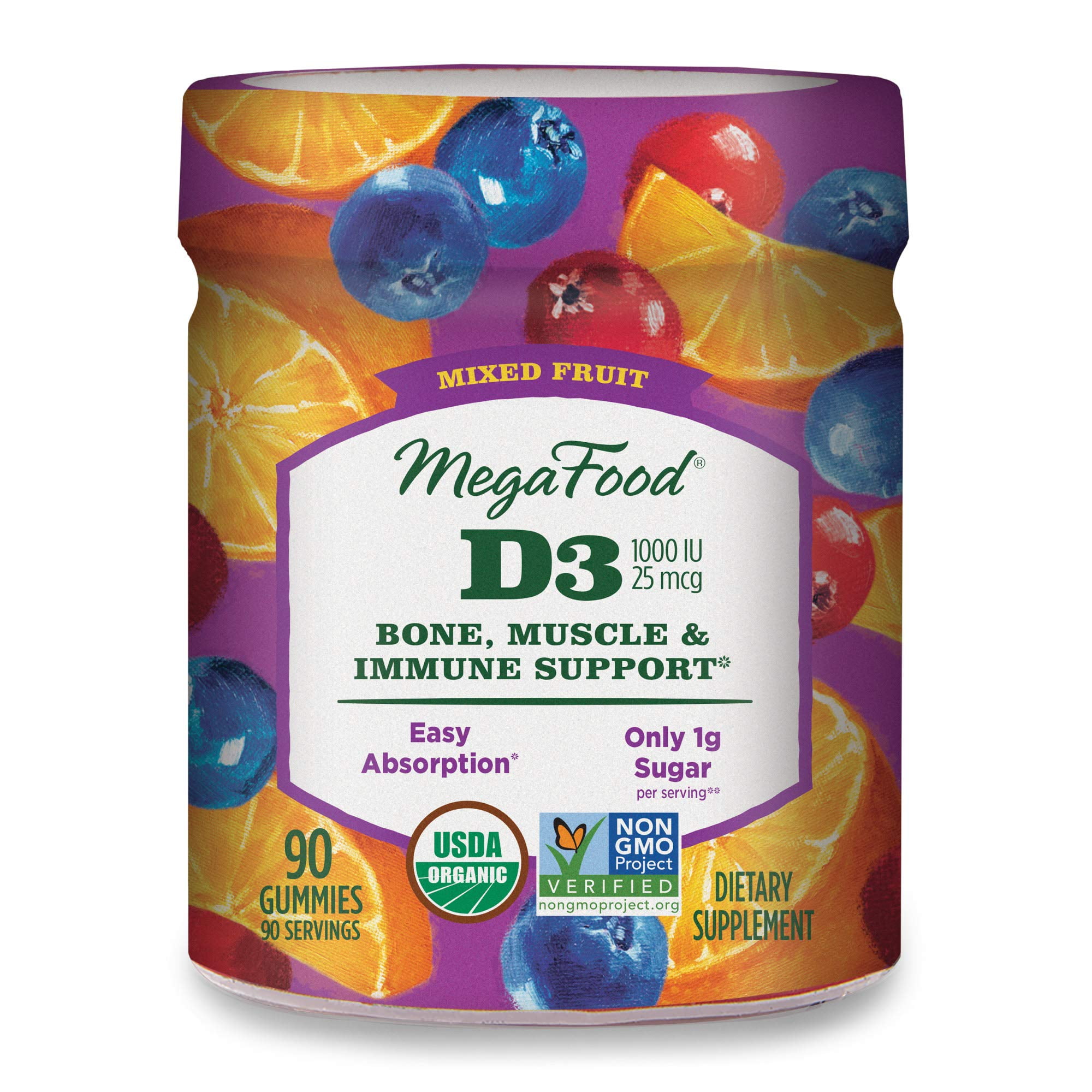 MegaFood, Certified Organic D3 Wellness Gummies, Soft Chew 1000 IU