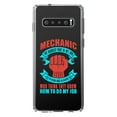 thumbnail image 1 of DistinctInk Clear Shockproof Hybrid Case for Samsung Galaxy S10+ PLUS (6.4" Screen) - TPU Bumper Acrylic Back Tempered Glass Screen Protector - Mechanic Being Nice to Idiots, 1 of 2