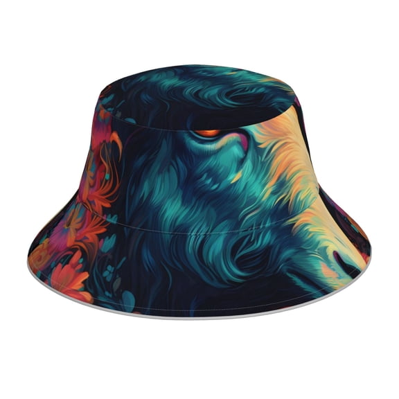 Xecao Colorful Flower Goat Print Men and Women Night Reflective Hat Runner Cap Visor Bucket Hat Boonie Cap