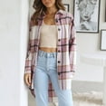 thumbnail image 5 of IROINNID Women's Shacket Jacket Long Sleeve Plaid Turndown Lapel Outwear, Loose Winter Jacket Blouse, 5 of 9