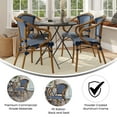 thumbnail image 4 of Emma + Oliver Set of Four Indoor/Outdoor Stacking Thonet Bistro Style Chairs with Arms, Navy & White PE Rattan Seat and Nat Bamboo Finished Metal Frame, 4 of 16