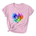 thumbnail image 1 of Pisexur Hauts pour Femmes T-Shirts LGBT Pride Mode Coloré Teinture sur Nœuds Cœur T-Shirt Graphique Hauts Décontractés Col Rond Manches Courtes Blouses Amples T-Shirts Inspirants Amour et Égalité T-Shirts Été Confortables Basiques, 1 of 1
