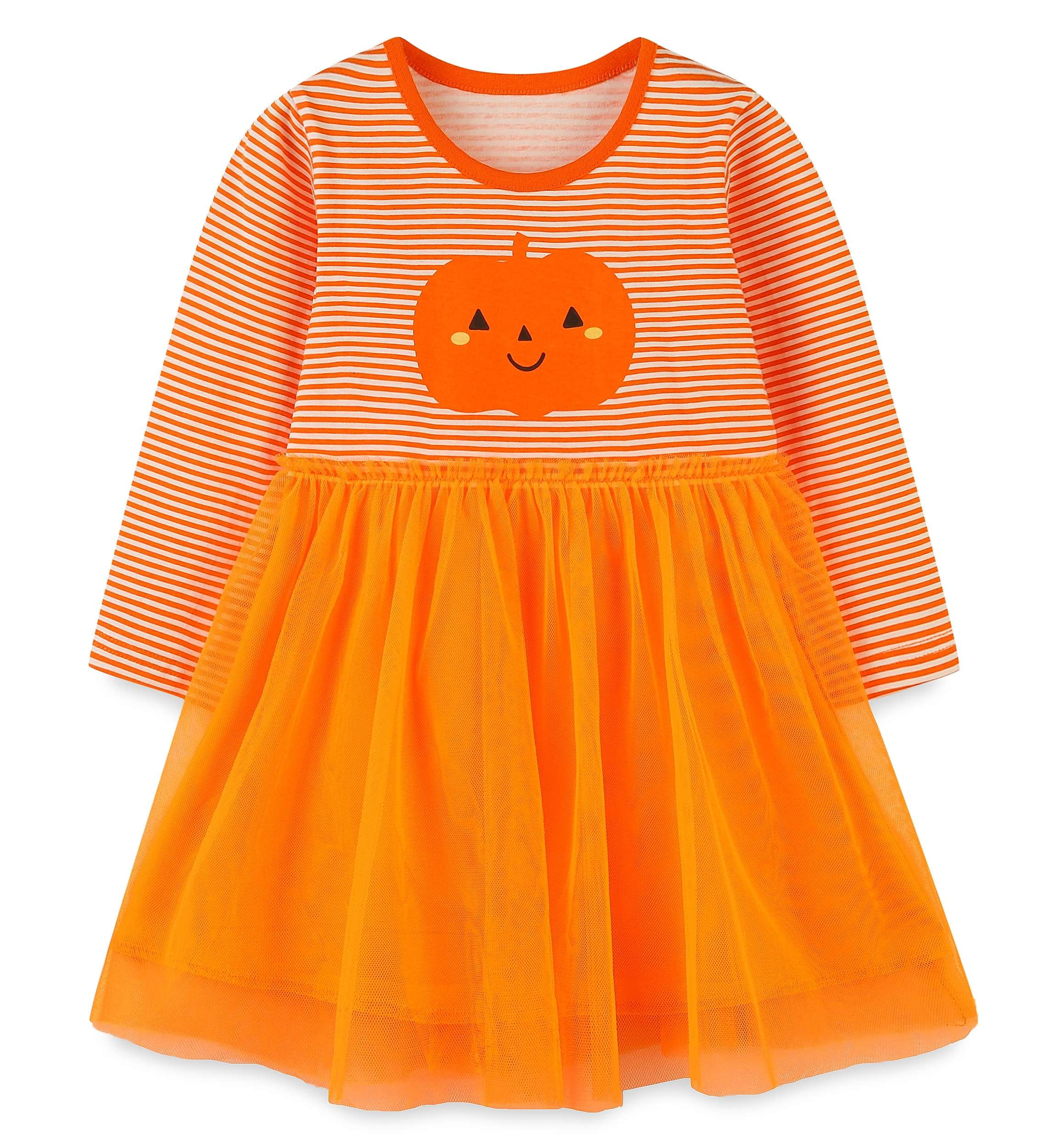 Aolyty Toddler Girls Winter Dress Pumpkin Casual Dresses 3T