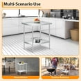 thumbnail image 3 of GloryStar Table en Acier Inoxydable, Table de Travail Robuste avec Tablette Inférieure Ajustable, Table de Préparation en Métal à 2 Niveaux pour Cuisine Commerciale, Restaurant, Garages, 3 of 9