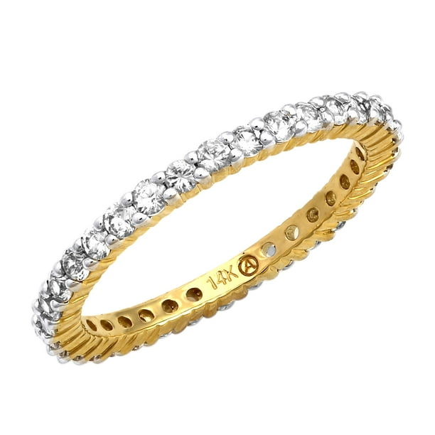 Hollywood Hills Jewelers 14kt Yellow Gold 1ct White Sapphire Eternity Stackable Band Ring
