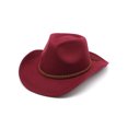 thumbnail image 2 of Linyer Cowboy Hats Special Design Comfortable Male Caps Braided Straps Simple Style Lightness Cap Outdoor Birthday Gifts Wine red M（56-58cm）, 2 of 7
