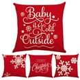 thumbnail image 2 of Merry Christmas Happy Winter Snowflakes Let It Snow Deer Linen Decorative Throw Pillow Cover Baby It's Cold Outside Cushion Cases for Sofa Farmhouse Couch Square 18inch,16inch,20inch,Pack of 4, 2 of 7