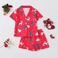 thumbnail image 2 of MEZZALL Kids Outfit Sets Santa Claus Girls Short Sleeve Shirts Shorts And Printed Robe All Seasons Comfortable Sleep Soft Clothing Sets, 2 of 9