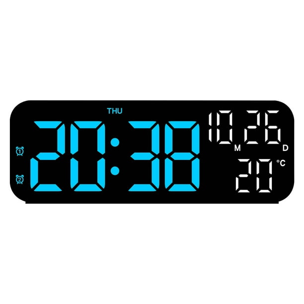 Reloj despertador LED con pantalla de temperatura y humedad. Reloj electrónico digital con función de salto de segundos, cuenta regresiva y funcionamiento silencioso. Reloj multifuncional para mesita