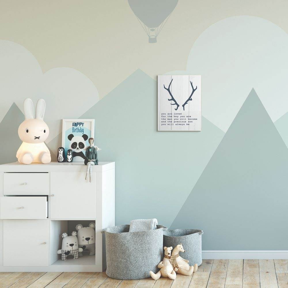 The Kids Room by Stupell Kids Inspirational Word Boys Deer Antler Animal Design Wall Plaque Art by Daphne Polselli