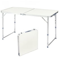 KAAYEE Folding Table 4ft Heavy Duty Folding Tables  Indoor Outdoor Small Desk, Portable Plastic Picnic Party Dining Camping Bar Low Tables, Fold in Half Heavy Duty, White