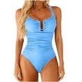 thumbnail image 4 of Tankini para mujer, traje de baño de dos piezas con tirantes, espalda descubierta, color liso, con bloques de color y hombros descubiertos, tankini para mujer, traje de baño de dos piezas, trajes de b, 4 of 8