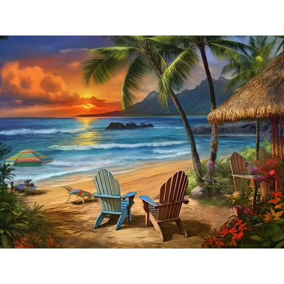 jigsaw Puzzles 50 pieces for adults USA Hawaiian Life Tropical Beach Leisure time Formation wooden Challenging Puzzles Perfect for Game Nights 7.9'' x 5.9''