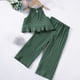 thumbnail image 2 of Odeerbi 1-13 Años Conjunto de Verano Para Niñas Camisola Con Volantes de Algodón Pantalones de Pata Ancha Conjunto de Dos Piezas Camiseta de Rayas Onduladas Pantalones Sueltos Conjunto, 2 of 6
