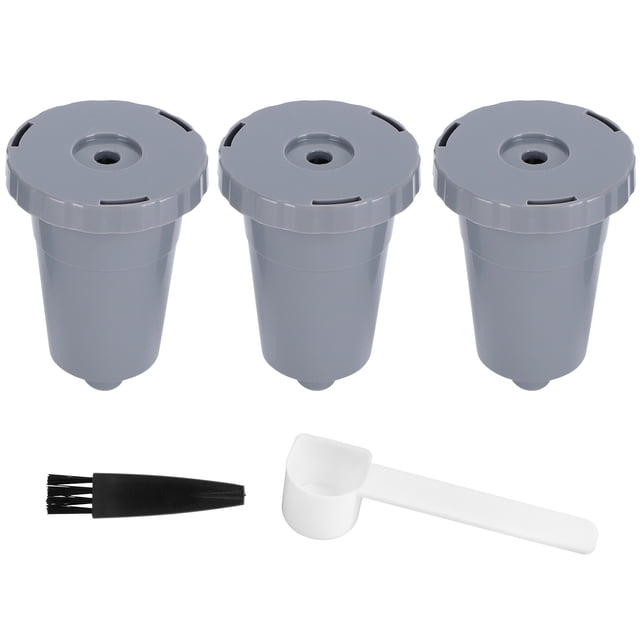 Juego de 3 cápsulas de café rellenables y reutilizables con filtro de café y cuchara con cepillo aptas para Keurig
