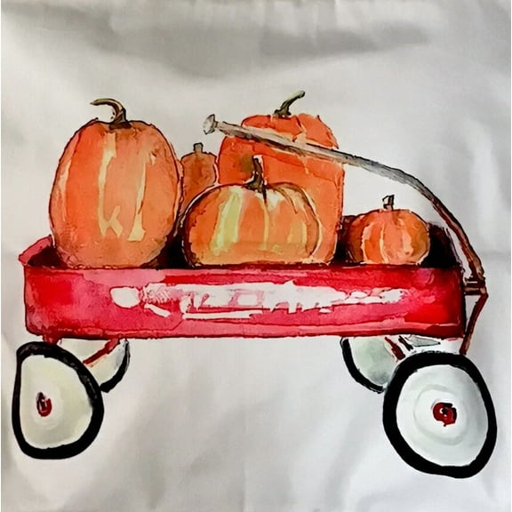 New In Package Fall Pumpkin Wagon Pillow Cover 18X18” Farmhouse Decor