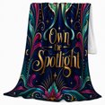 thumbnail image 2 of Own Spotlight Luna Moth Celestial Art, Cozy Typography Art Scene, Warm Flannel Blanket for Living Room and Reading Nook, Art Lovers Housewarming Gift, Fantasy Home Decor, 2 of 9
