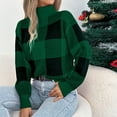 thumbnail image 6 of Aboser Christmas Plaid Sweaters for Women Turtleneck Long Sleeve Pullover Sweater Merry Xmas Holiday Outfits Cozy Long Sleeve Jumper Tops Trendy Checked Sweaters, 6 of 9