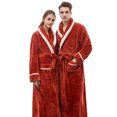 thumbnail image 1 of Couple Flanelle Robe de Chambre avec Ceinture, Hommes Femmes Manches Longues Épaisse Robe de Bain avec Poche pour l'Hiver, 1 of 6