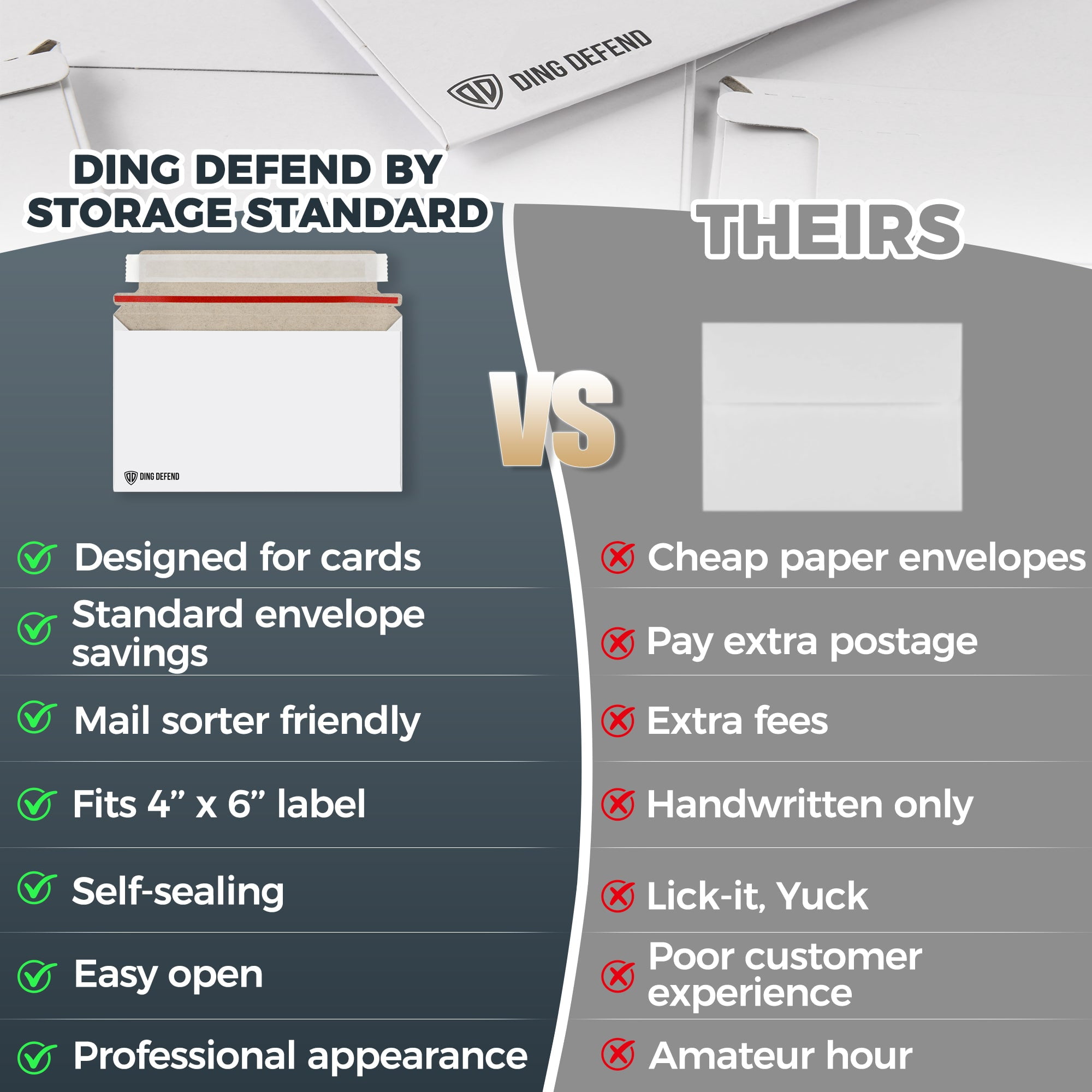 Storage Standard Card Shipping Envelopes, White - 510 Pack - 7 x 4.35 Inches Self-Adhesive Trading Cards, Perfect Fit for Semi-Rigid Sleeves, Top Loaders & Ding Defend Protectors