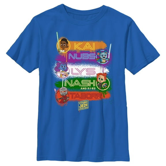 Boy's Star Wars: Young Jedi Adventures Character Names  Graphic Tee Royal Blue Medium