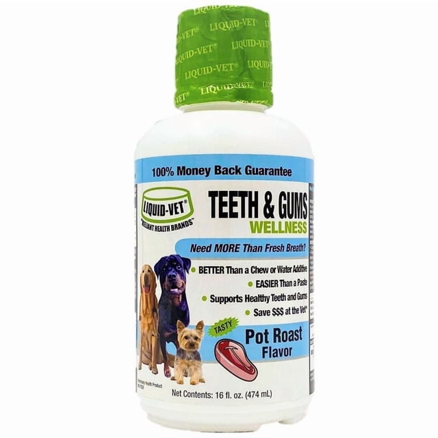 Liquid-Vet® Supplément Bien-Être pour Dents et Gencives pour Chien, Saveur de Rôti de Bœuf, 16 fl oz