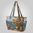 thumbnail image 2 of Quilted Tote Bag Large Capacity Multi-Compartment Handbag Lightweight Structured Shoulder Bag Versatile Casual Bag Coastal Sunflower Bouquet, 2 of 7