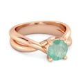 thumbnail image 2 of 0.25 Ctw Round Cut Emerald 925 Sterling Silver Rose Vermeil Embrace Women Valentines Day Gifts Ring, 2 of 3
