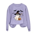 thumbnail image 5 of Halloween Sweatshirts Women Ghost Graphic Pullover Shirt | Halloween Witch Pumpkin Bat Crewneck Sweater, 5 of 6