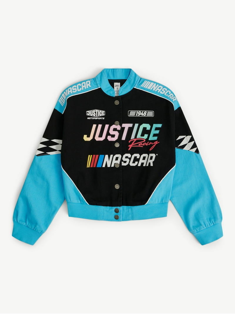 NASCAR レーシングジャケット　レザー　キッズ Justice Girl's NASCAR X Justice Collab Racing Jacket, Sizes XS