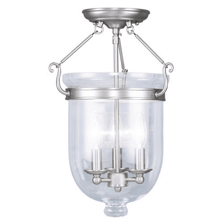 

Semi Flush Mounts 3 Light With Clear Glass Brushed Nickel size 12 in 180 Watts - World of Crystal