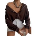 thumbnail image 2 of Txlixc Chaqueta de chaqueta con capucha con cremallera femenina casual sudadera de manga larga sólida con bolsillo para la calle de otoño Txlixc moda, 2 of 5