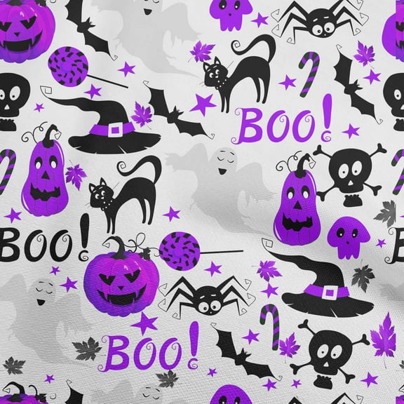oneOone Cotton Poplin Purple Fabric Halloween Quilting Supplies Print Sewing Fabric By The Yard 42 Inch Wide
