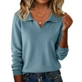 thumbnail image 4 of Mifsaly Pullover Sweaters for Women Long Sleeve Lapel Fall Knit Sweaters Lightweight Soft Cozy Pullover Tops Business Airport Casual Warm Teacher Outfits M, 4 of 9
