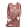 thumbnail image 3 of Feancey Sweatshirt for Women Sherpa Lined Long Sleeve Shirts Winter Fleece Warm Plus Size Tops Soft Comfy Underwear Pink XXL, 3 of 4