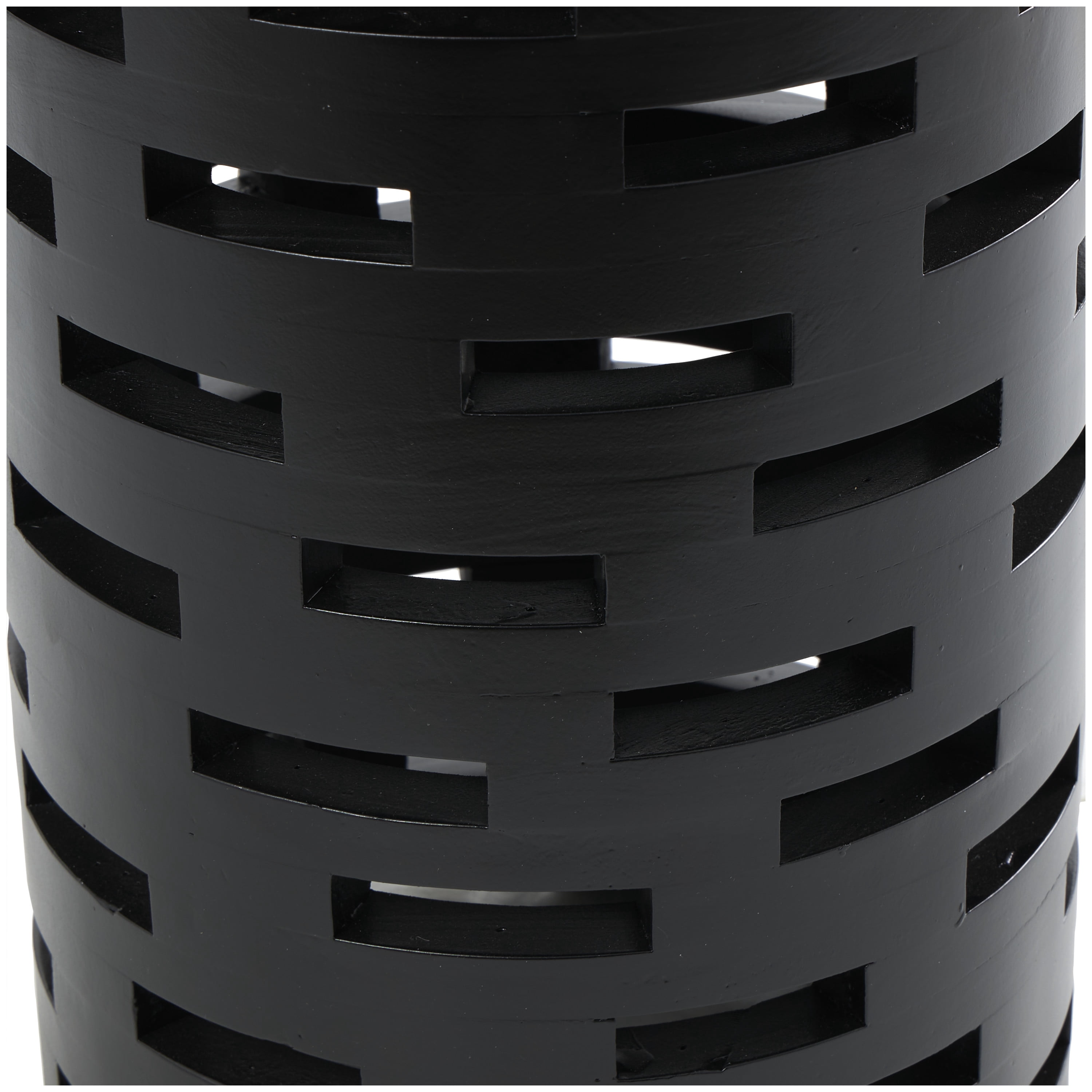 DecMode 12" x 17" Black Wood Brick Inspired Cutout Geometric Accent Table, 1-Piece