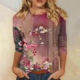 thumbnail image 2 of Women's Scoop Neck Short Sleeve Pleated Front Blouse Tunic Top Plus Size, 2 of 5