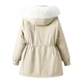 thumbnail image 4 of absuyy Womens Parkas with Hood Jacket Zip Up Plush Winter Long Sleeve with Pockets Fleece Warm Outerwear Coats White Size 2XL, 4 of 6