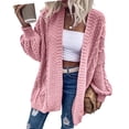 thumbnail image 2 of Women Oversized Cardigan Sweater Front Open Knitted Lantern Long Sleeve Thick Jacket, 2 of 6