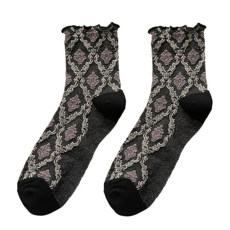 

Yinguo Womens To Keep Warm Sock Plaid Combed Cotton Socks