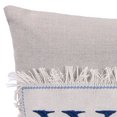 thumbnail image 2 of Jordan Manufacturing 20" x 14" Tan and Navy Welcome Novelty Rectangular Reversible Decorative Lumbar Throw Pillow with Fringe Accent, 2 of 5