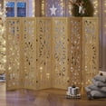 thumbnail image 5 of 5.6Ft Room Divider Folding Wood Classical Carved Partition Screen for Home Office Garden - 6 Panels (Natural), 5 of 17