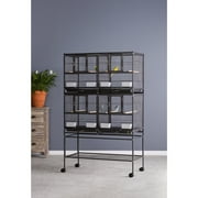 Prevue Pet Products Hampton Deluxe Divided Breeder Cage with Stand, Black Hammertone